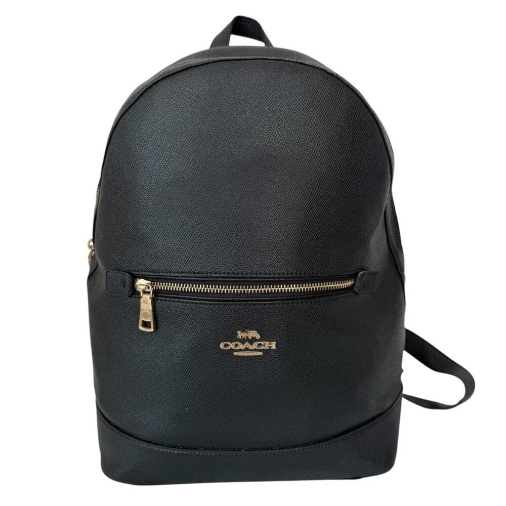 Coach Authentic Kenley Black Cross Grain Leather Backpack C5680 Large Bag